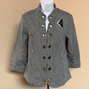 4/$15 Live a Little Blue and White Striped Blazer